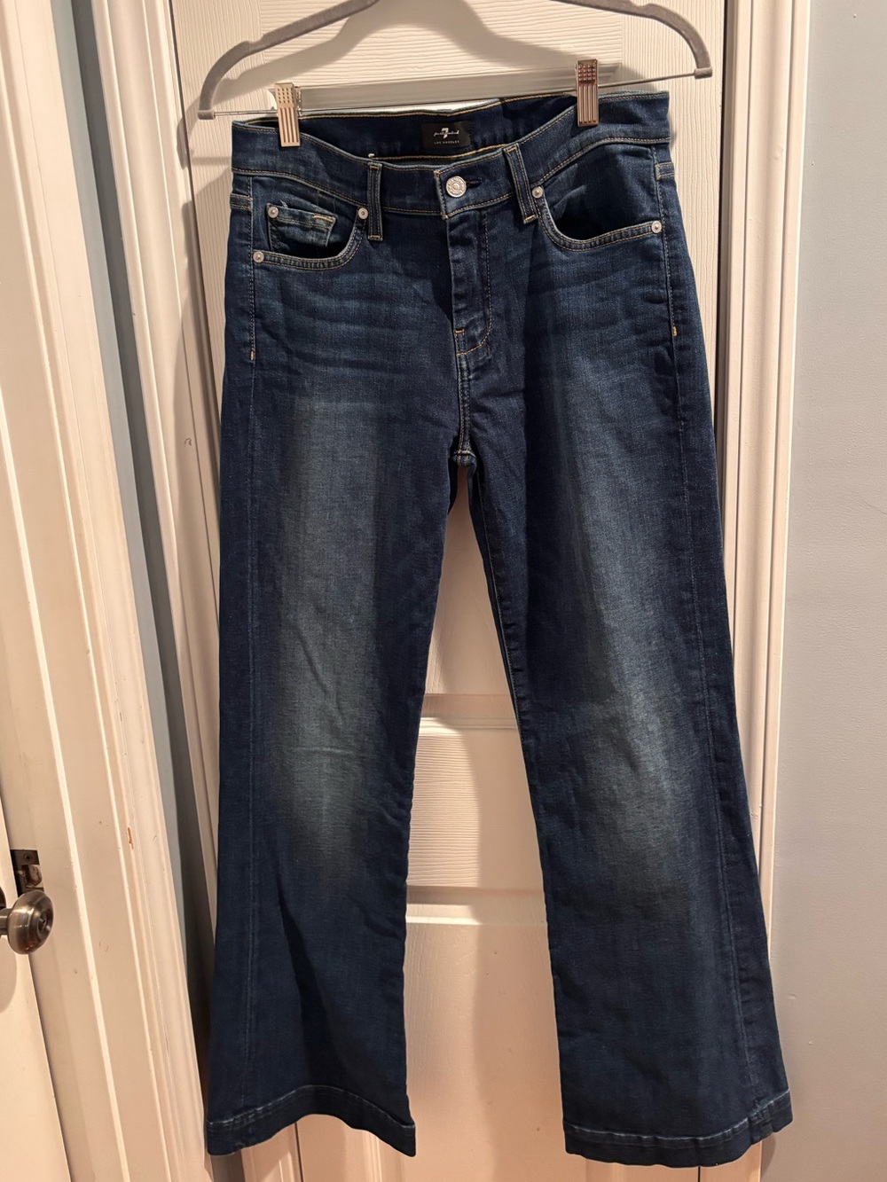 7 For All Mankind Dark Blue Wide-Leg Jeans